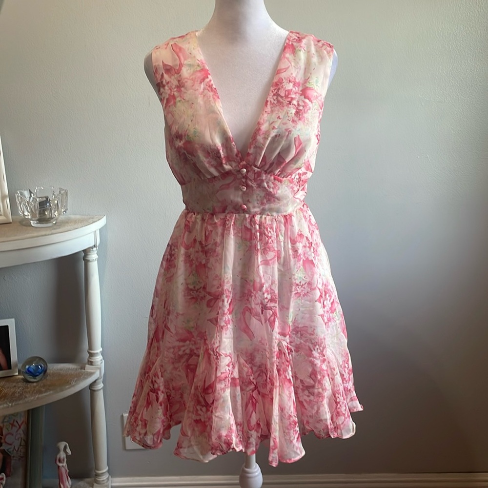 [STORIA] Pink/White Floral Backless Dress - Size Small NWT